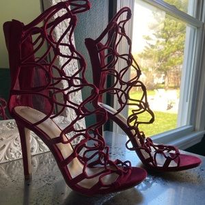 Aldo brand dark red strappy heels